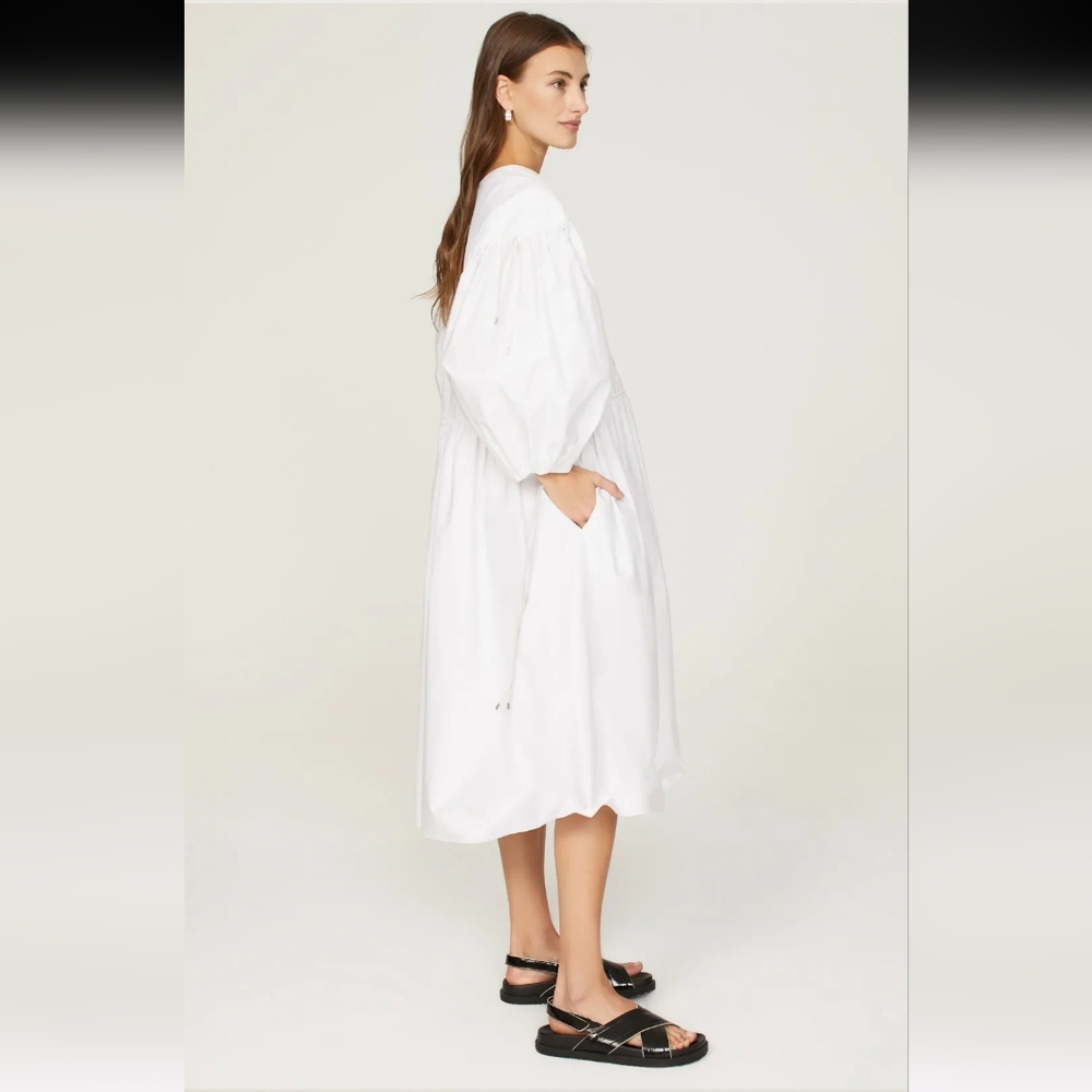 Rosetta Getty White Cinched Midi Dress Size S - Picture 2 of 10